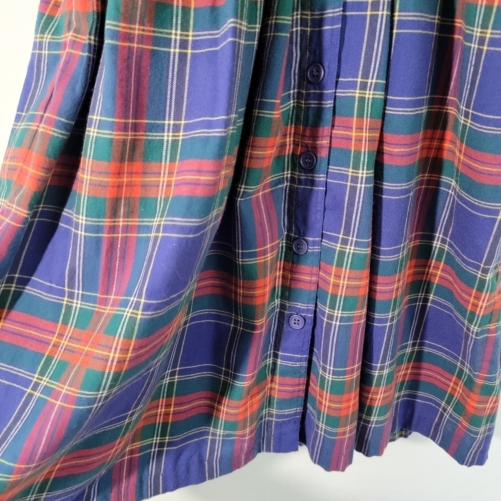 VTG NANTUCKET Flannel Dress Sz 4 Red/Blue Plaid Button-Up Long Sleeve Fit Flare - Picture 7 of 12
